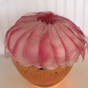 Vintage Lady’s Hat, Styled As Pink Petals With Pink Netting